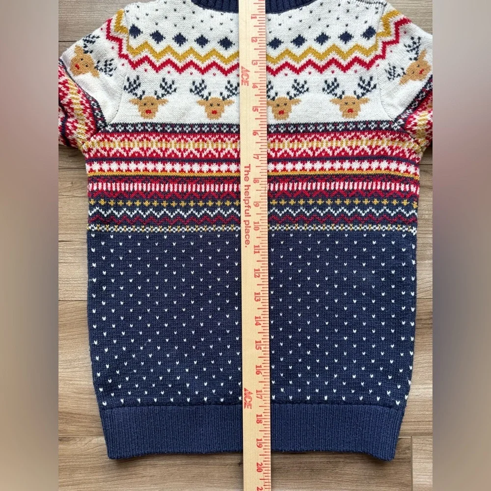 F&F reindeer pattern Christmas jumper knit sweater EUR 7-8Y navy